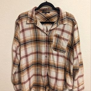 Women's Large LoveTree Flannel, Gold/Navy/Rose